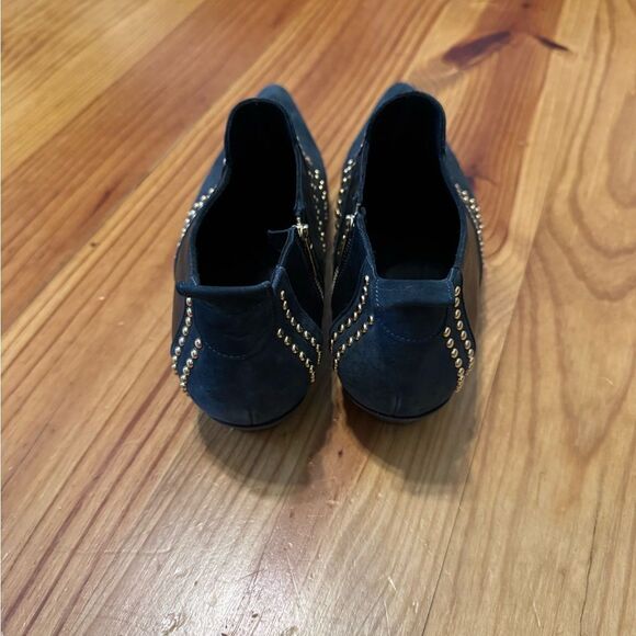 ANINE BING Charlie Low Ankle Boots SZ 38/7 Black Suede Gold Stud Embellishments main image 10